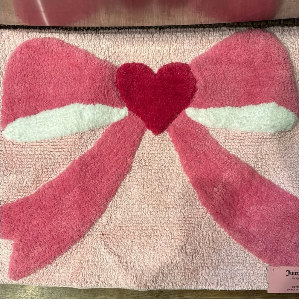 Juicy Couture Pink Bow Plush Bath Rug